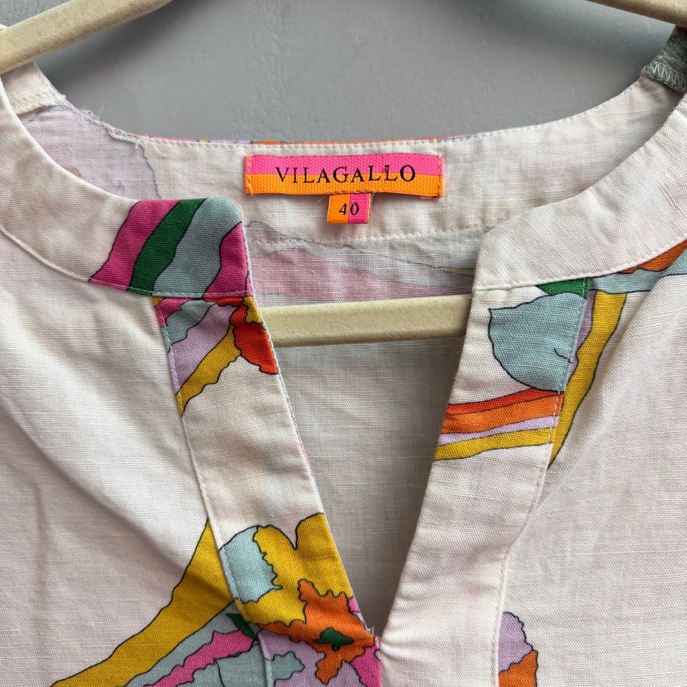 Vilagallo Linen/Cotton Blend Blouse, Size 40/Medium - Picture 4 of 7